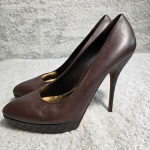 Gucci Leather Microguccissima Platform Stiletto Pumps Heels Brown EU 42 US 11